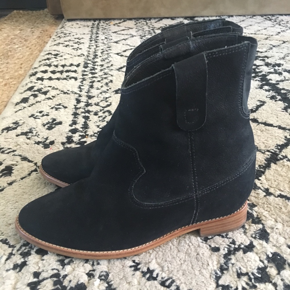 Anthropologie Black Rowen Hidden Wedge Booties 7.5